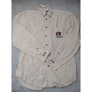 Three Square Auburn University Tigers Button Up Shirt Men's Size M Tan